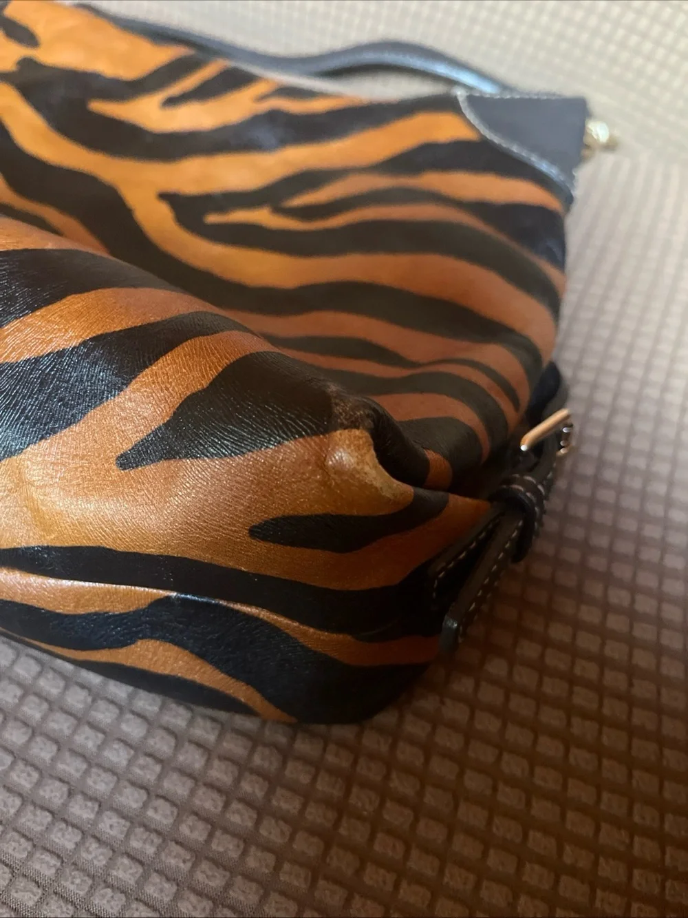 Dooney & Bourke Brown and Black Zebra-Print Hobo